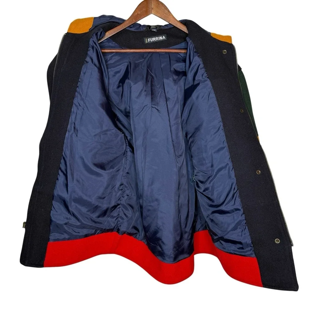 Vintage 90s Bebe Furrina‎ Jacket Mens S Wool Primary Color Block Outerwear